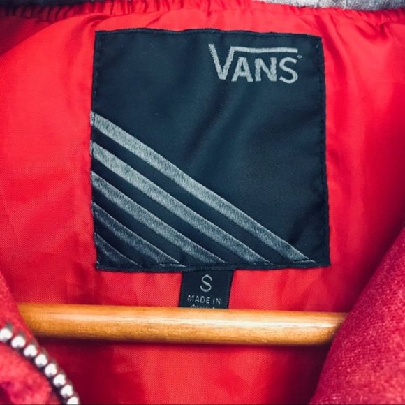 VANS Red Zip Hooded Puffy Puffer Vest - Picture 6 of 7